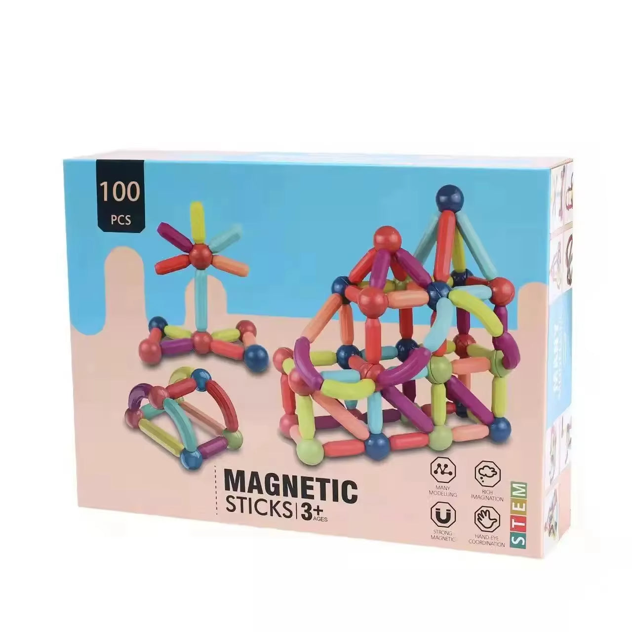 Gioco Educativo Bambini | Bastoni Magnetici 64PZ